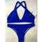 Sexy Women Bikini Set Swimwear Swimsuit Cross Back Padded Brief Two Piece Bathing Suit Beachwear Blue