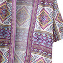 New Fashion Women Chiffon Kimono Cardigan Geometric Print Loose Bohemian Outerwear Beach Cover Up Purple