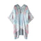 Women Summer Chiffon Cardigan Gradient Print Kimono Beach Cover Up Bikini Outwear White