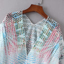 Women Summer Chiffon Cardigan Gradient Print Kimono Beach Cover Up Bikini Outwear White