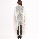 Women Summer Chiffon Cardigan Gradient Print Kimono Beach Cover Up Bikini Outwear White