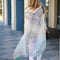 Women Summer Chiffon Cardigan Gradient Print Kimono Beach Cover Up Bikini Outwear White