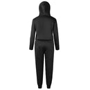 Women Two Piece Set Tracksuit Hooded Drawstring Crop Top Sport Pants Side Stripes High Waist Casual Sweat Suit