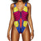 Sexy Women One-Piece Swimsuit Swimwear African Totems Print Monokini Push Up Padded Bikini Bathing Suit Beachwear