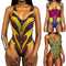 Sexy Women One-Piece Swimsuit Swimwear African Totems Print Monokini Push Up Padded Bikini Bathing Suit Beachwear