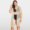 Sexy Women Bikini Cover Up Fishnet Hollow Out Hooded Cardigan Plus Size Outerwear Beachwear Beige