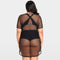 Women Plus Size Cover Up Net See Through Hollow Out Holes Sexy Bikini Beach Dress Wear Black