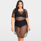 Women Plus Size Cover Up Net See Through Hollow Out Holes Sexy Bikini Beach Dress Wear Black