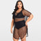 Women Plus Size Cover Up Net See Through Hollow Out Holes Sexy Bikini Beach Dress Wear Black