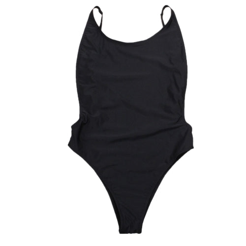 Women One Piece Swimsuit Cut Out Open Back Solid Padded Swimwear Monokini Bathing Suit Beachwear