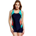 Fashion Women One Piece Swimsuit Panel Splicing Racing Sports Swimwear Racer Back Monokini