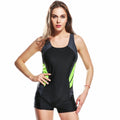 Fashion Women One Piece Swimsuit Panel Splicing Racing Sports Swimwear Racer Back Monokini