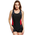 Fashion Women One Piece Swimsuit Panel Splicing Racing Sports Swimwear Racer Back Monokini