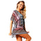 Sexy Women Beach Cover Up Dress Bohemian Geometric Print V-Neck Batwing Sleeves Loose Swimwear