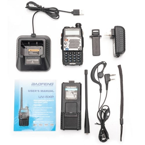 BAOFENG UV-5XP 7.4 فولت 3000 مللي أمبير 8 واط ثنائي النطاق لاسلكي تخاطب سماعة أسود