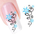 Green Star Flowers 3D Nail Art Design - Light Blue