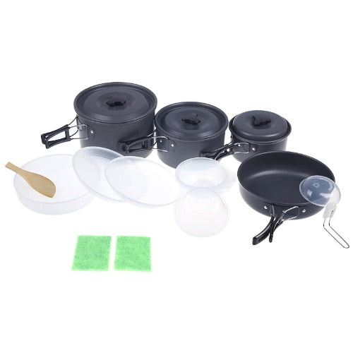 Outdoor Cooking Set Camping Pan Pot Kit Cookware Utensils for 4-5 People Portable Anodised Aluminum Non-stick Picnic Hiking