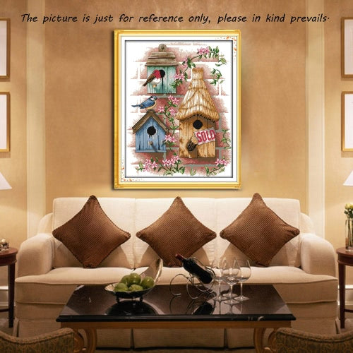 DIY Handmade Needlework Counted Cross Stitch Set Embroidery Kit 14CT Log Cabin Pattern Cross-Stitching 37 * 44cm Home Decoration