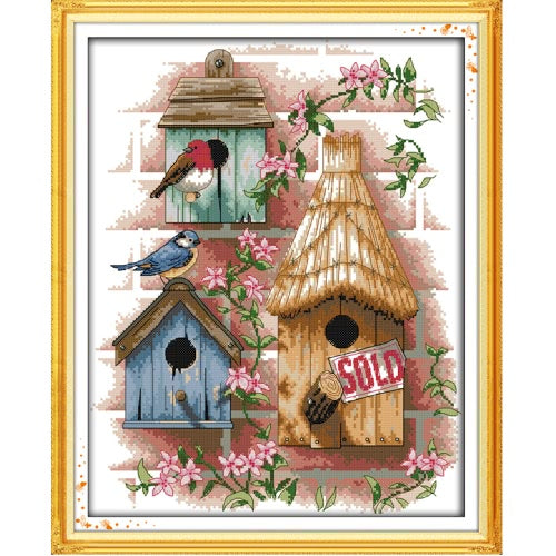 DIY Handmade Needlework Counted Cross Stitch Set Embroidery Kit 14CT Log Cabin Pattern Cross-Stitching 37 * 44cm Home Decoration