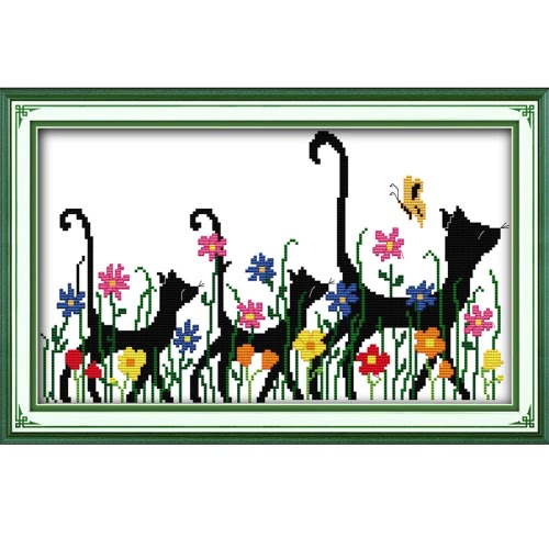 DIY Handmade Needlework Counted Cross Stitch Set Embroidery Kit 14CT Three Animals Pattern Cross-Stitching 41 * 28cm Home Decoration