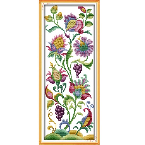 DIY Handmade Needlework Counted Cross Stitch Set Embroidery Kit 14CT Beautiful Flowers Pattern Cross-Stitching 21 * 50cm Home Decoration