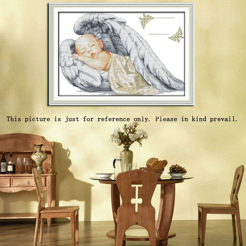 DIY Handmade Needlework Counted Cross Stitch Set Embroidery Kit 14CT Little Angel Pattern Cross-Stitching 51 * 36cm Home Decoration