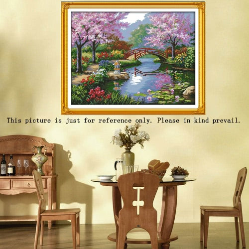 DIY Handmade Needlework Counted Cross Stitch Set Embroidery Kit 14CT Beautiful Scenery of Park Pattern Cross-Stitching 57 * 45cm Home Decoration