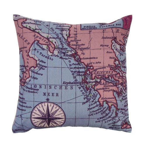 Anchor Sailboat Map Cotton and Linen Pillowcase Back Cushion Cover Throw Pillow Case for Bed Sofa Car Home Decorative Decor 45 * 45cm