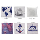 Anchor Sailboat Map Cotton and Linen Pillowcase Back Cushion Cover Throw Pillow Case for Bed Sofa Car Home Decorative Decor 45 * 45cm