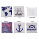 Anchor Sailboat Map Cotton and Linen Pillowcase Back Cushion Cover Throw Pillow Case for Bed Sofa Car Home Decorative Decor 45 * 45cm