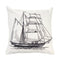 Anchor Sailboat Map Cotton and Linen Pillowcase Back Cushion Cover Throw Pillow Case for Bed Sofa Car Home Decorative Decor 45 * 45cm