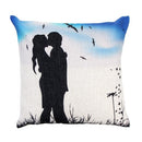 Artistic Lovers Silhouette Cotton and Linen Pillowcase Back Cushion Cover Throw Pillow Case for Bed Sofa Car Home Decorative Decor 45 * 45cm