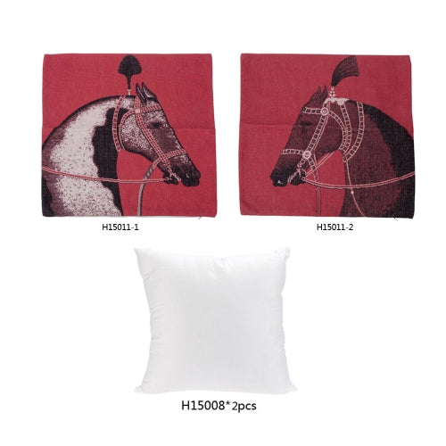 European Luxury Horse Cotton and Linen Pillowcase Back Cushion Cover Throw Pillow Case for Bed Sofa Car Home Decorative Decor 45 * 45cm