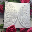 10Pcs Romantic White Wedding Party Invitation Card Delicate Carved Flowers