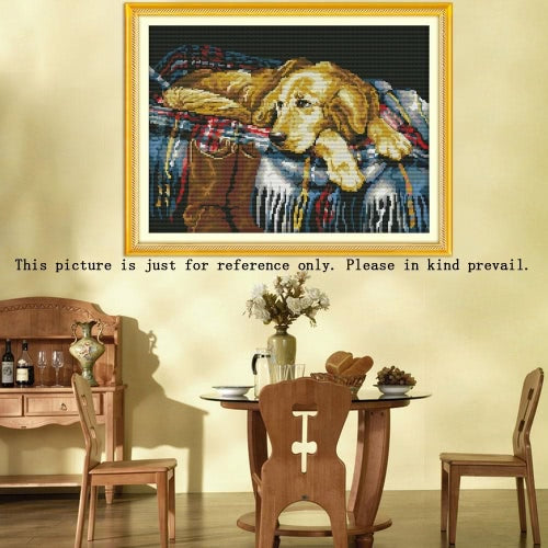 DIY Handmade Needlework Counted Cross Stitch Set Embroidery Kit 14CT Faithful Dog Pattern Cross-Stitching 43 * 33cm Home Decoration