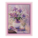 DIY Handmade Needlework Counted Cross Stitch Set Embroidery Kit 14CT Purple Vase Pattern Cross-Stitching 38 * 47cm Home Decoration