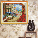 DIY Handmade Needlework Counted Cross Stitch Set Embroidery Kit 14CT Mediterranean Scenery Pattern Cross-Stitching 45 * 38cm Home Decoration