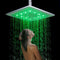 8" Chrome Finish LED Square Shower Spray Sprinkler Head Temperature Sensor 3 Color Changing