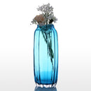 CASAMOTION 31cm Hand Blown Modern Ribbed Design Glass Vase Home Art Decoration Floral Arrangements Straight Shape