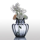 CASAMOTION Modern Hand Blown Jar Shaped Glass Vase Ribbed Design Home Art Decoration Floral Arrangements