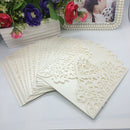 20Pcs Romantic Wedding Party Invitation Card Delicate Carved Heart Pattern Decoration