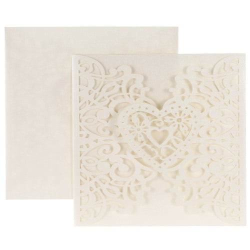 20Pcs Romantic Wedding Party Invitation Card Delicate Carved Heart Pattern Decoration