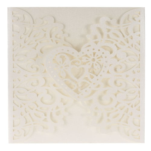 20Pcs Romantic Wedding Party Invitation Card Delicate Carved Heart Pattern Decoration