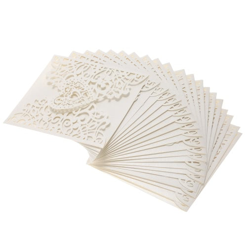 20Pcs Romantic Wedding Party Invitation Card Delicate Carved Heart Pattern Decoration