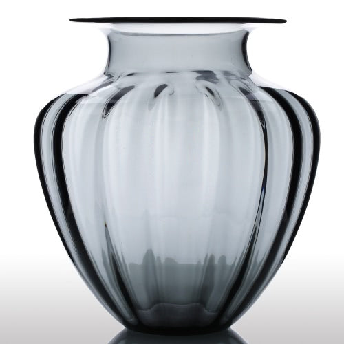 CASAMOTION Modern Hand Blown Large Jar Shaped Glass Vase Ribbed Design Home Art Decoration Floral Arrangements