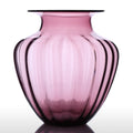 CASAMOTION Modern Hand Blown Large Jar Shaped Glass Vase Ribbed Design Home Art Decoration Floral Arrangements