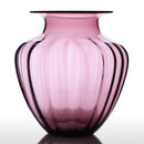 CASAMOTION Modern Hand Blown Large Jar Shaped Glass Vase Ribbed Design Home Art Decoration Floral Arrangements