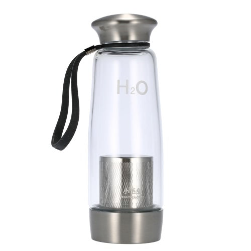 400ml Portable Water Cup Bottle Environmental High Borosilicate Glass Removable Stainless Steel Bottom Filter