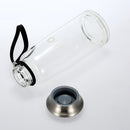 400ml Portable Sport Water Cup Bottle Environmental High Borosilicate Glass Stainless Steel Cover