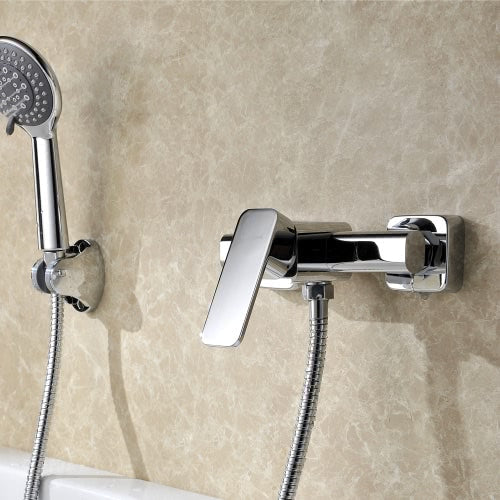 Homgeek Modern High-quality Wall-mounted Brass Bathtub Bath Faucet Polished Chrome Showering Mixer Bathroom